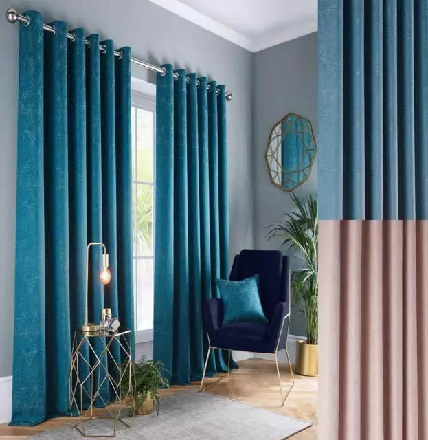 One Pair Of Studio G AMARI Art Deco Eyelet Ringtop Curtains 3 Colours