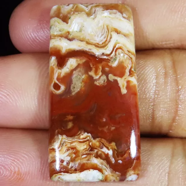 100% Natural CRAZY Lace Agate 37.60 Ct Cushion Shape 18x38x5 mm Gemstone op14-06