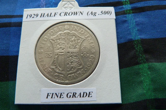 FINE? 1929 HALF CROWN  (Silver .500)  George V pre 1947