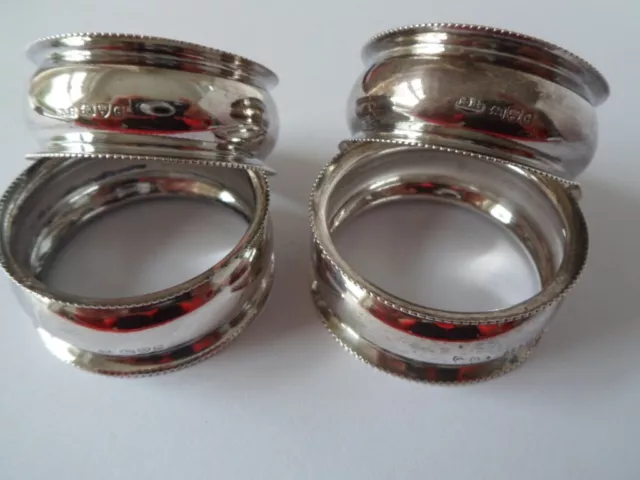 Antique 4 Sterling Silver Napkin Rings Hallmarked 26.8 gr Not Scrap