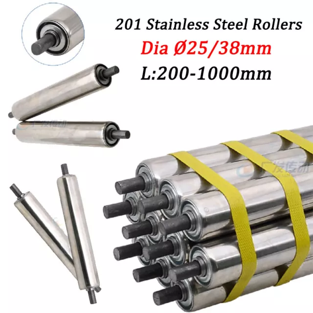 Dia 25/38mm Stainless Steel Conveyor Rollers For Assembly Line Length 200-1000mm