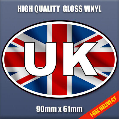 UK - Union Jack, Oval Self Adhesive Vinyl  small sticker, Camper, Car, Van, S259