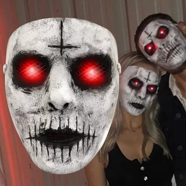 Masque Halloween deguisement Led Cosplay Effrayant Antechrist Yeux Lumineux