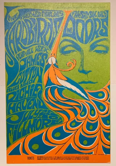 Yardbirds The Doors 1967 Fillmore Auditorium Bill Graham Postcard Bg-75 Nm B-4