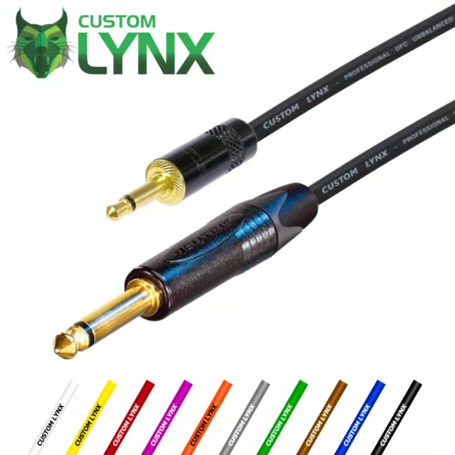 Neutrik Mini Jack to 1/4" Jack Mono Cable - 3.5mm to 6.35mm Unbalanced Lead Gold