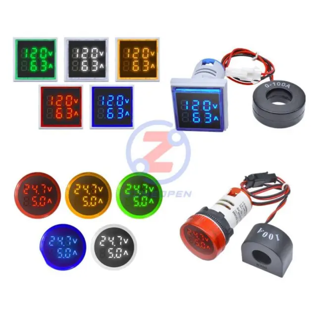 AC 50-500V 0-100A Mehrfarbige LED Digital Voltmeter Amperemeter Spannungsmesser
