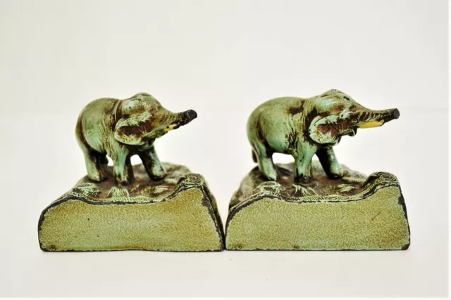 Pair Of Vintage ELEPHANT BOOKENDS Ronson Metal Rt Wares