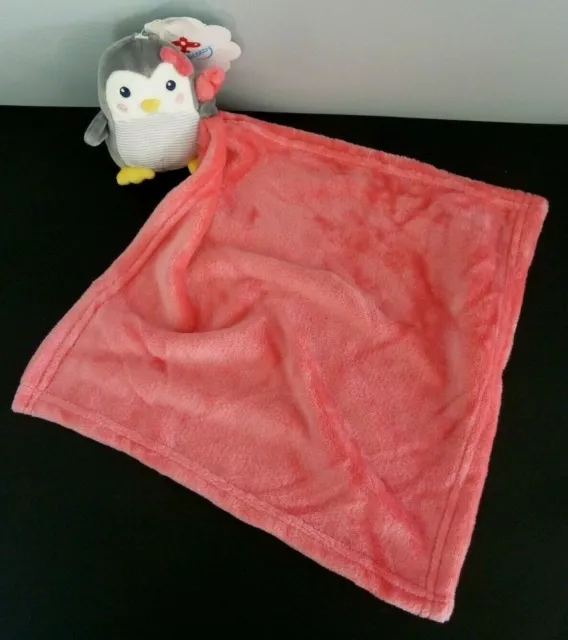 X. Doudou Peluche Nicotoy Simba Pingouin Gris Jaune Mouchoir Rose Neuf