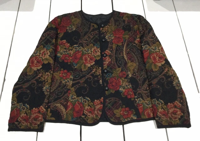 Giacca Vintage St Michael Paisley Floreale India Bohémium Maniche Lunghe Taglia 16