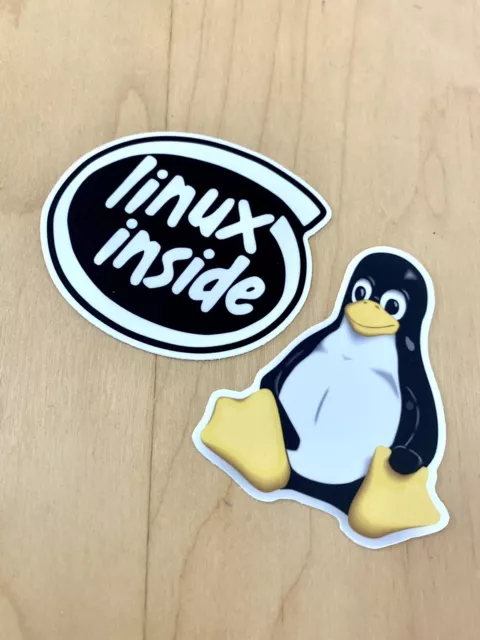 2 PCS Linux Inside Tux Penguin Vinyl Sticker Open Source Programming Decal 3” in
