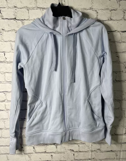 Athleta Triumph Hoodie Sweatshirt Jacket Blue Full Zip Women’s Med Thumbholes