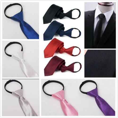 Cravatta Uomo Rossa Tinta Unita Con Cerniera, Microfibra, Per Matrimoni E Occasioni Business, BYT