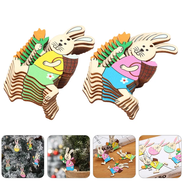 Frühlingsdekor Ostern Holzausschnitt Kaninchen-Anhänger Geschenk