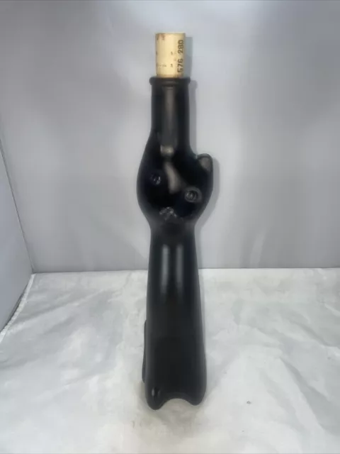 Mosel Riesling Black Matte Cat Empty Wine Bottle 13 Inches Decor W/Cork