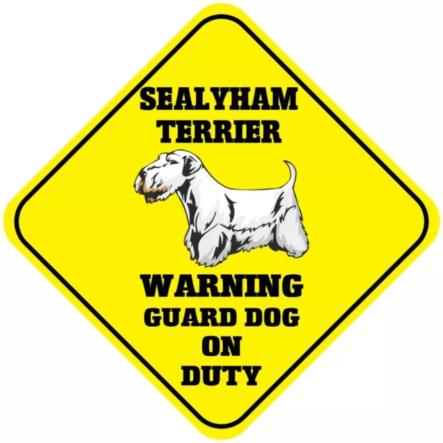 Aluminum Crossing Sign Sealyham Terrier Warning Guard Dog on Duty Cross Xing