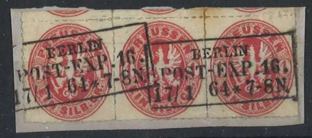 Altdeutschland Preußen Briefstück MeF MiNr. 16 [3] + R3 BERLIN P.E.16 KBHW 417b