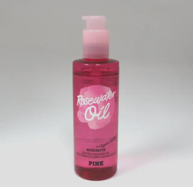 Aceite corporal revitalizante de agua de rosas rosa Victoria's Secret 8 fl oz - abierto