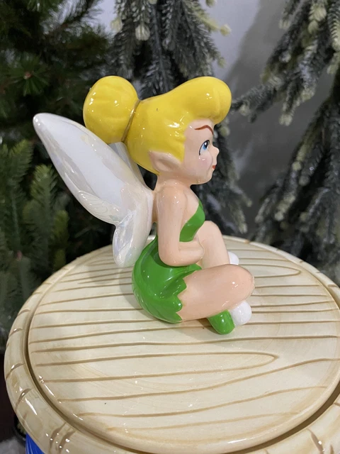 Vintage 80’s Tinker Bell Sitting on Blue Spool of Thread Cookie Jar Vintage 80’s Tinker Bell Sitting on Blue Spool of Thread Cookie Jar