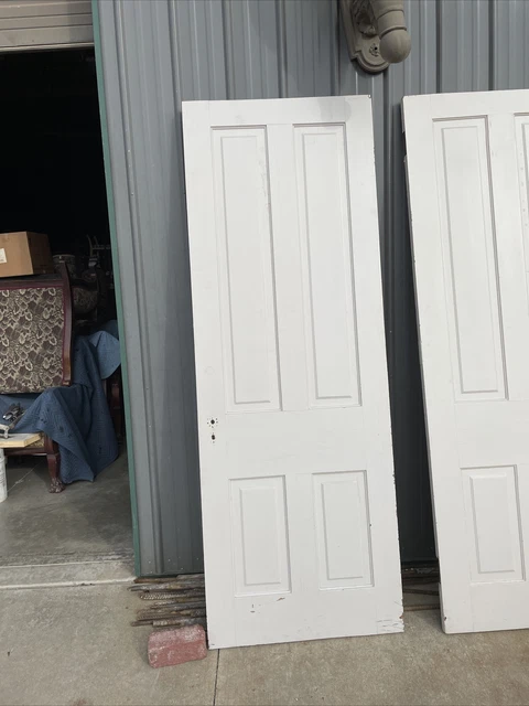 An 672 antique pine raised panel passage door 31 7/8 x 88.5 X 1 3/8