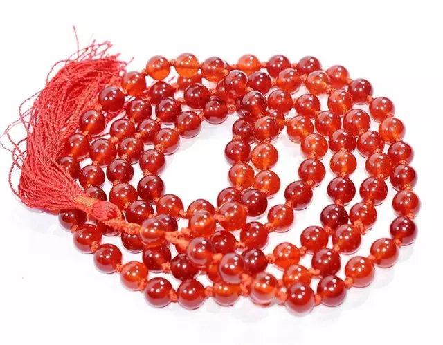 Red Carnelian Stone jaap mala 8 mm Beads Size Stone Nacklace For Unisex