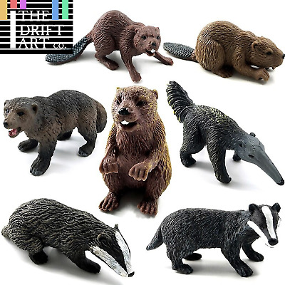 1pc Badger Wolverine Anteater Beaver Animal Miniature Art Toy Figure Doll DIY