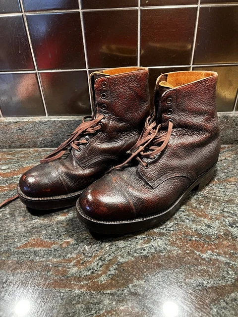 ORIGINAL RARE BRITISH Army 1940s Brown Combat Boots Vintage 8 1/2 E49 ...