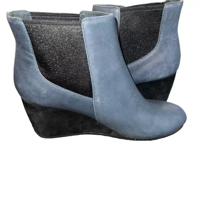 WOMEN'S CAMPER BLUE Leather Wedge Booties Size 36 EU / 6 US $49.00 ...