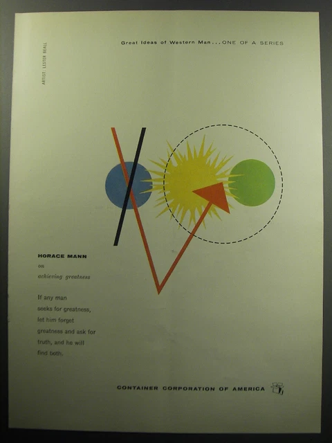 1957 Container Corporation of America Ad - art by Lester Beall - Horace Mann