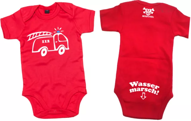 FEUERWEHR Wasser Marsch! Baby-Body Organic Cotton, rot