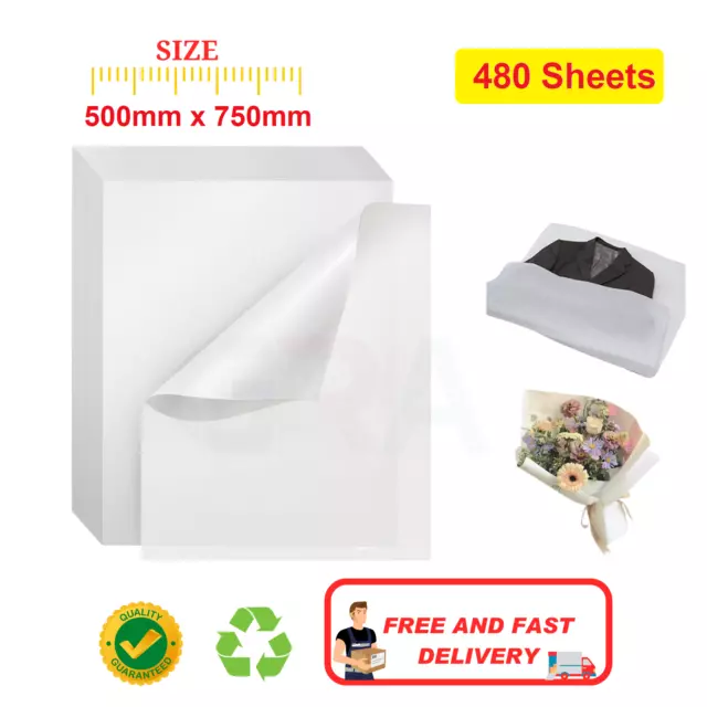 NEW TISSUE PAPER BULK REAM 440x660 - 500 SHEETS - ACID FREE gift wrap WHITE