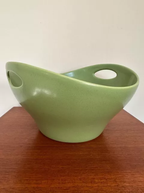 Hoganas Keramik Sweden Ceramic Salad Serving Bowl Fruit Green MCM Pottery Retro