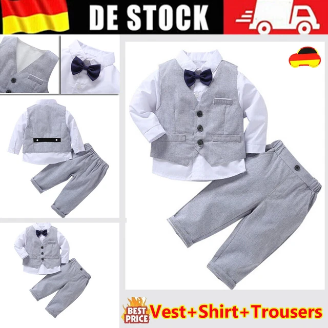 Outfits da gentiluomo bambino abito da battesimo abito da sposa camicia a maniche lunghe + gilet + pantaloni