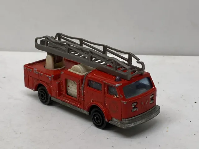 Majorette Camion Pompier 1/100 #207 Diecast Red Fire Vehicle White Ladder  France