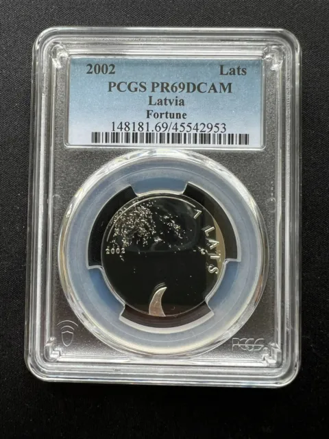2002 Latvia  1 Lats ---- Coin Of Fortune---- Top Pop-- PGCS PR69DCAM-