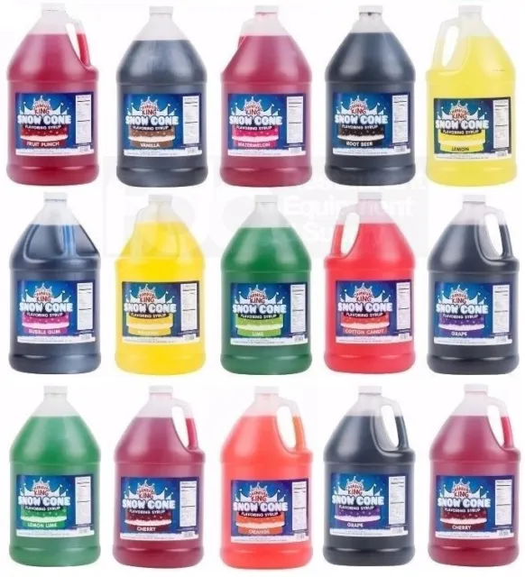 6 PACK "YOUR CHOICE" 1 Gallon Syrup MIX Flavors Snow Cone Machine Shaved Ice