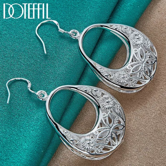 DOTEFFIL 925 Sterling Silver Charm Butterfly Hollow Drop Earring Party Jewelry