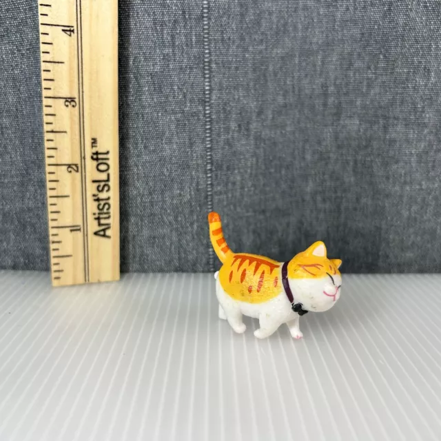 Cat Feline Mini 1.5" Inch Plastic Pet Animal Figure Figurine Orange White