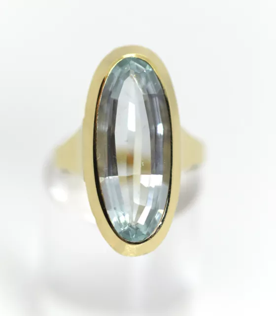 Antico 5,7ct Acquamarina Gelbgoldring 585er/14kt Doppeleichel Punze , Rg : 54