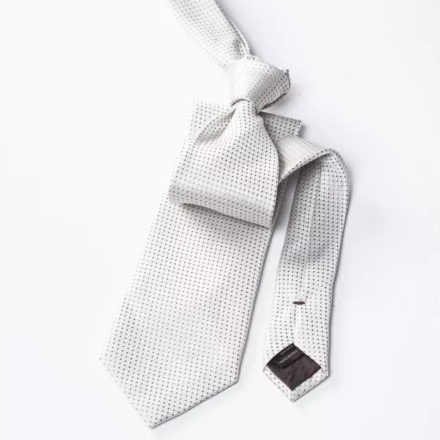 CANALI White Micro Dot Silk Tie Italy Made