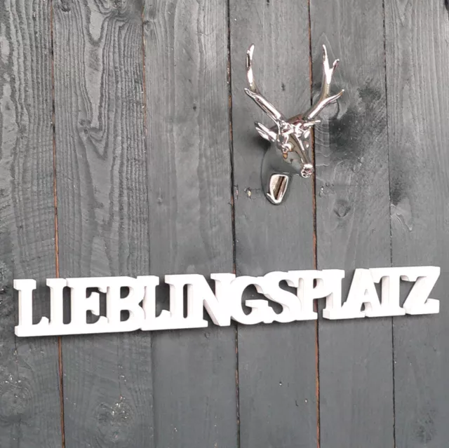 Lieblingsplatz Schriftzug aus Holz 60cm weiß Buchstaben Wanddeko Holzschild NEU