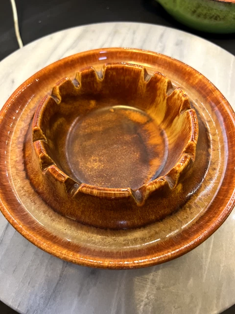2009 Haeger MCM Ashtray Round Burnt Orange 7"  USA AS IS