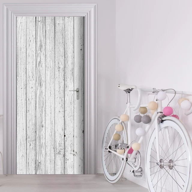 TÜRTAPETE SELBSTKLEBEND TÜRPOSTER - WEISSES HOLZ EUR 29,99 - DE