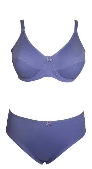 Ensemble Lingerie Grande Taille Bleu Fleuri - Soutien-gorge Balconnet 120E Et Culotte - Neuf Avec étiquettes