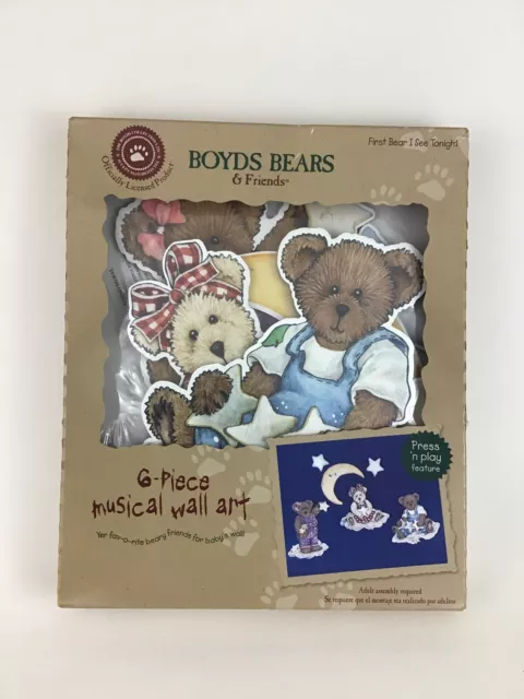 Boyds Bears Friends 6pc Musical Wall Art Cardboard Set New 2002 Nursery Decor