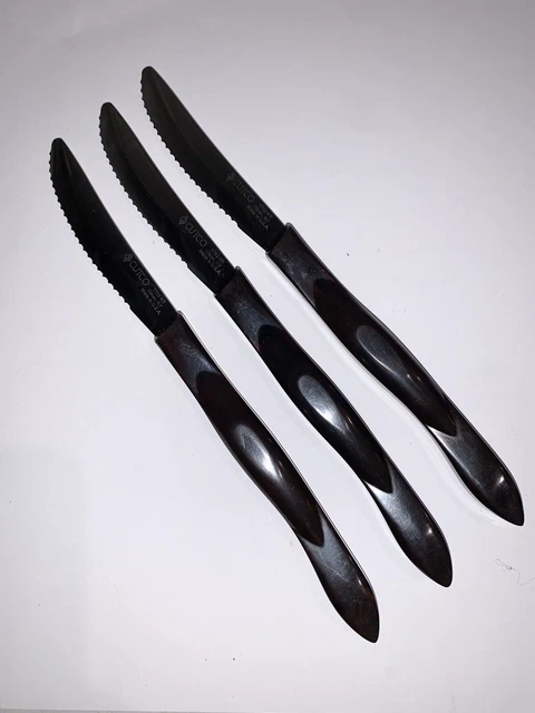 Cutco 1759KR Dark Brown Handle Serrated Table Steak Knifes Lot Of 3
