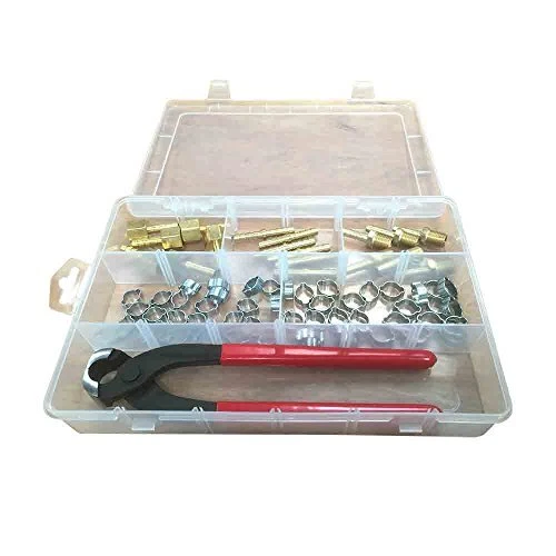 H11FK Air Hose Repair Kit with Double Ear Clamps Crimper 1/4" Hose Barbs					...