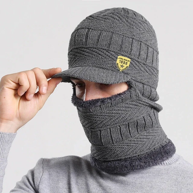 Gorro Bufanda de Punto Grueso de Lana Tejido de Invierno para Hombres y Mujeres