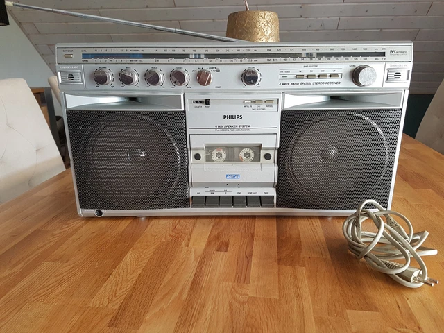 PHILIPS TROIS PIÈCES Ghettoblaster Boombox Cassette Radio Modèle D8534