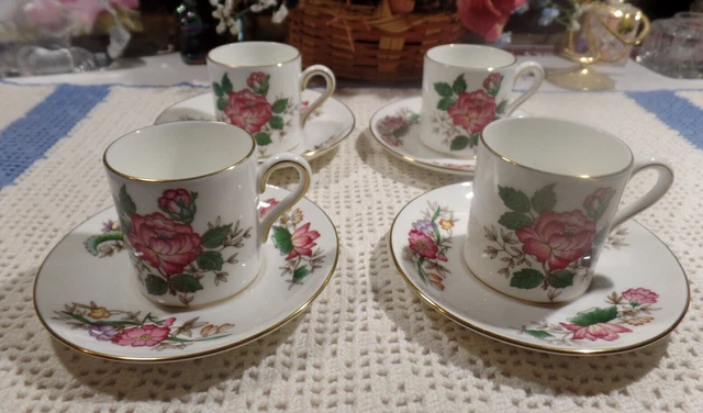 Wedgwood England CHARNWOOD Flower Bone China Demitasse or Espresso Cup & Saucer