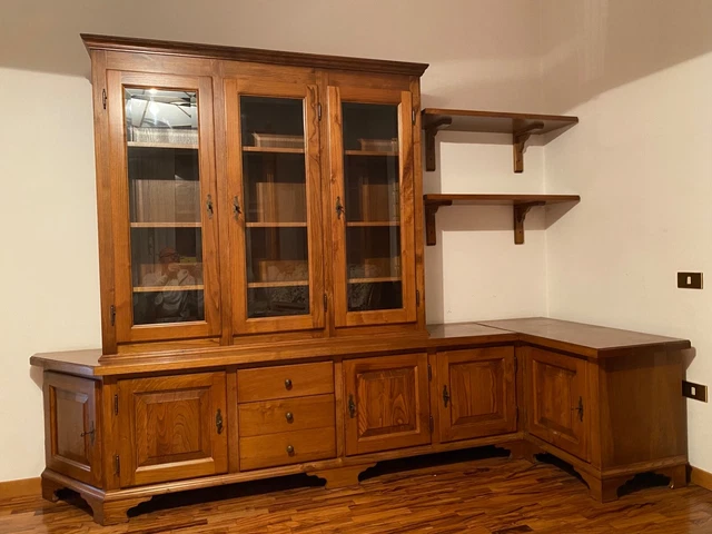Vetrinetta Ad Angolo In Legno Massiccio Vicentini – Arte Povera, Noce Scuro, 100% Artigianato Italiano